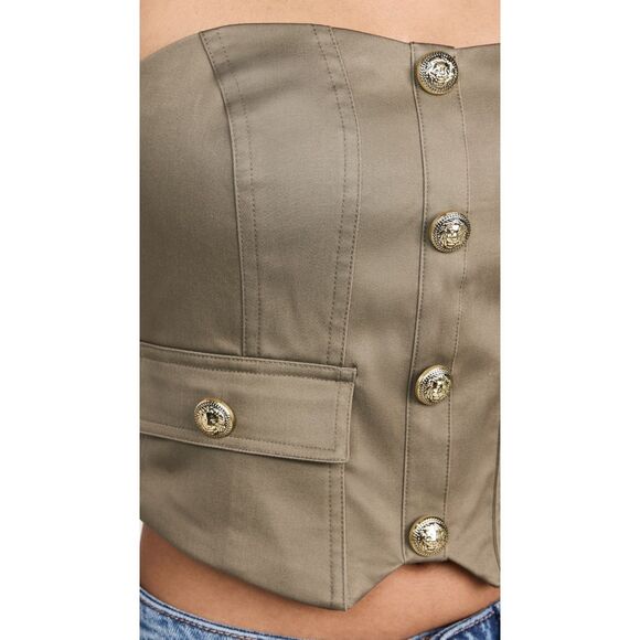 NWT Generation Love Susanna Gabardine Strapless Cropped Vestier Olive Green XS - Picture 5 of 16